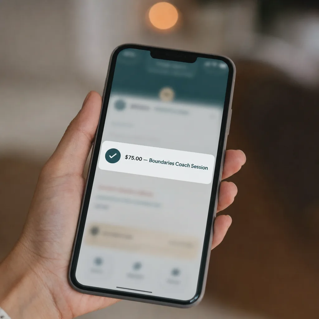 Your first paid session: payment received on the reader's phone